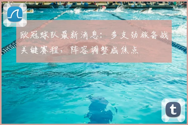 欧冠球队最新消息:多支劲旅备战关键赛程,阵容调整成焦点